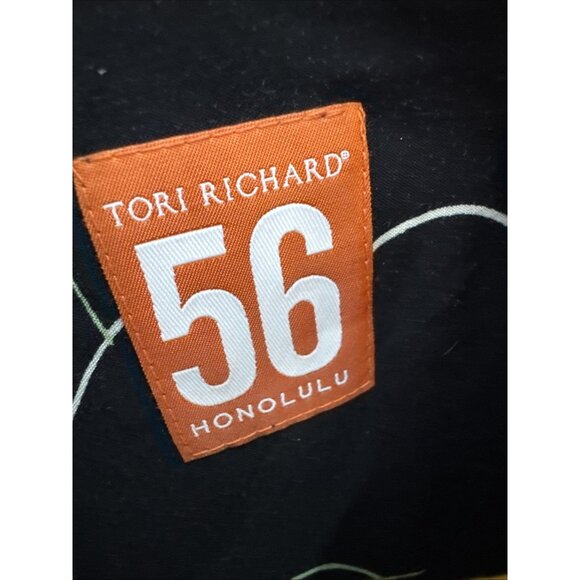 Tori Richard 56 Hawaiian Shirt L Black Palm Tree Scenic Viscose Made in USA - Picture 4 of 5